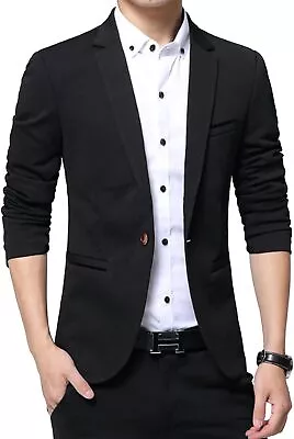 DAVID.ANN Men's Slim Fit Casual One Button Blazer Jacket Medium Black  • $63.82