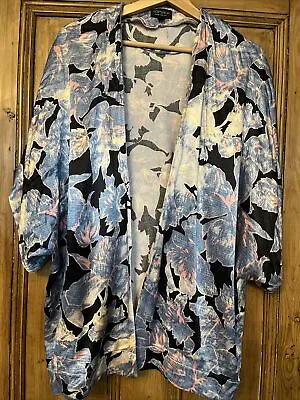 £12 • Buy Topshop Kimono Beach Cover Up Jacket Blue Floral - Size 12