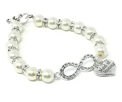 Girls Ladies Infinity Heart Charm Bracelet Wedding Favour Bridesmaid Gift • $5.53