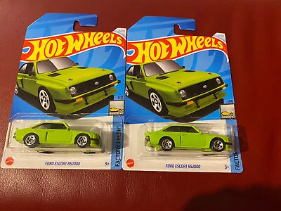 Hot Wheels Ford Escort RS2000 Green #23 Mainline 2024 Case A/B RARE Set Of 2 • $9