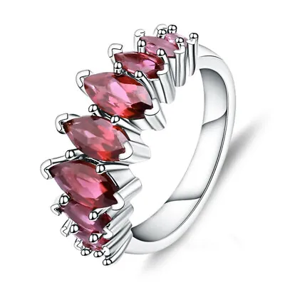 Natural Rhodolite Garnet Gemstone Solid 925 Sterling Silver Vintage Women Ring • $55.43