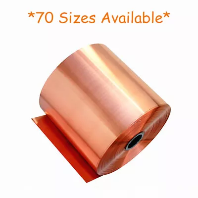 99.9% Pure Copper Metal Sheet Foil Plate Sheet Thick 0.2mm-1mm Conductive Roll • £3.71