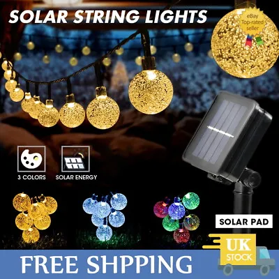 Solar Powered Led String Lights Retro Bulb Garden Party Crystal Ball Fairy Lamp • £7.99