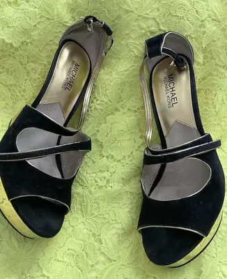 MICHAEL Michael Kors Size 10 -10.5 Gold Wedge 5.5 ‘’heels Women SHOES Sandals • $19.99