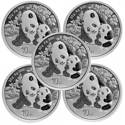 Lot Of 5 - 2024 China 30 Gram .999 Fine Silver Panda 10 Yuan BU - In Capsule • $189.03