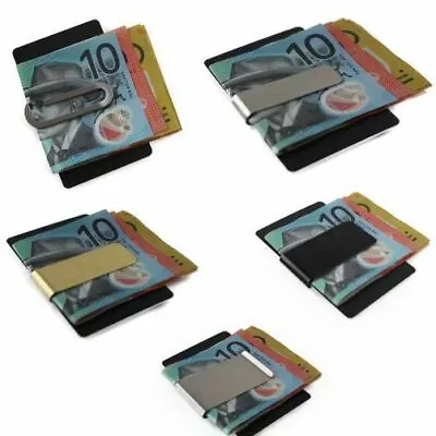 $7 • Buy Money Clip Mens Wallet Credit Card Stainless Steel Holder Silver Black Gold