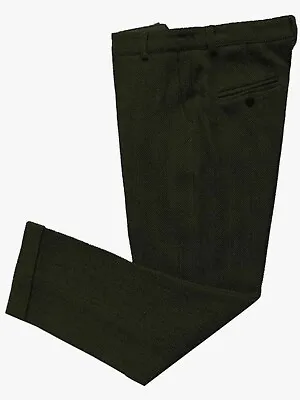 Mens Army Green Tweed Dress Pants Slacks Trousers Regular Fit  Pants 38w X 30L • $18.99