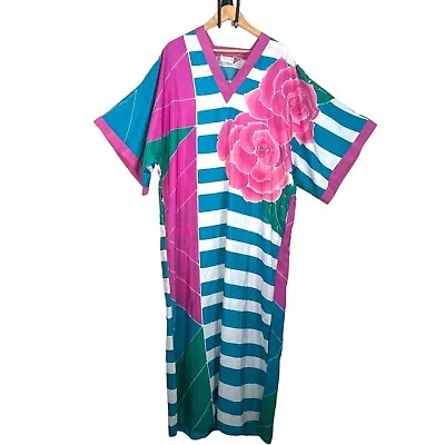 VTG Oscar De La Renta For Swirl Kaftan Floral Dress 70s 80s Psychedelic Sz M • $249.95