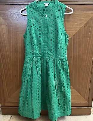 J. Crew Factory Sleeveless Midi Dress Green Eyelet Button Up Women’s Size Small • $32