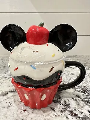 Disney Mickey Mouse Cupcake Sprinkles Cookie Jar Canister Ceramic BRAND NEW • $29