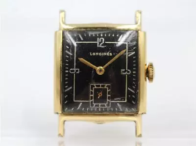 Vintage Longines 17j 10l Black Dial 10k Gold Filled 25mm Mens Midsize Wristwatch • $74.99
