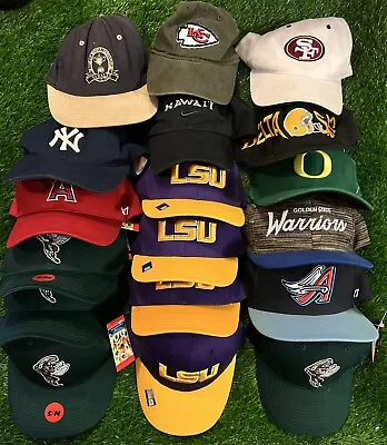 Lot Of 18 Snapback & Fitted Hats  NCAA PGA NBA MLB Nike Mitchell & Ness 47 Brand • $59.39