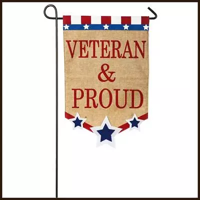 Evergreen Garden Flag ✧ Veteran & Proud ✧ Embellished Bulap ✧  New • $21.98