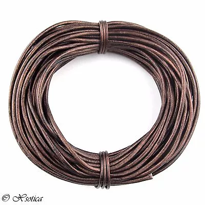 Brown Metallic Round Leather Cord 2mm 10 Meters (11 Yards) • $8.30