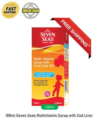 $46.80 • Buy 100ml Seven Seas Multivitamin Syrup Cod Liver Oil Orange Flavor For Kids