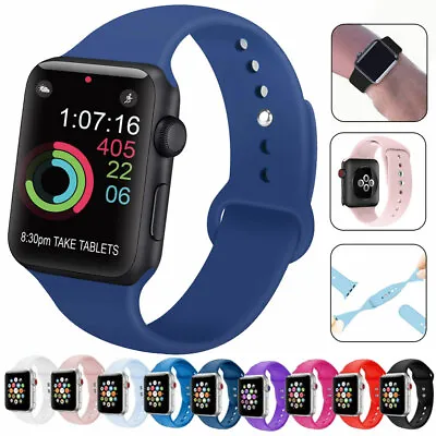 For Apple Watch Series 9 8 7 6 SE 5 4 3 38/40/41/42/44/45mm SILICONE Strap Band • £2.95