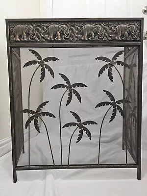 3-Panel Antique Copper Finish Fireplace Screen With Elephant Deco ~ 31 T X 50 W • $80.31