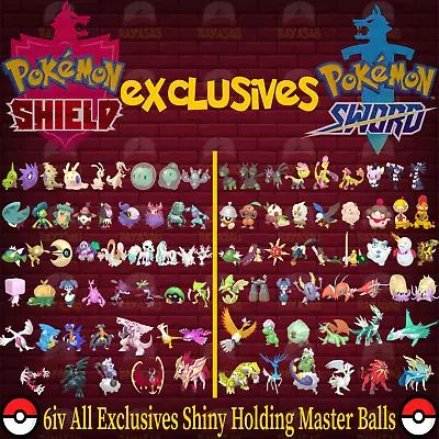 Pokemon Sword & Shield  Exclusives 6IV 🌟Shiny🌟 Holding Free Master Balls Home • $8.99