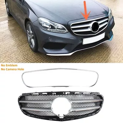 For Mercedes W212 E350 E550 2014-16 Front Grille Grill Silver Trim + Chrome Edge • $88.53