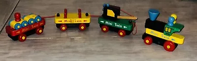4 Car Lot Vintage My Train Engine Caboose Wooden Set The Montgomery Schoolhouse • $29.99