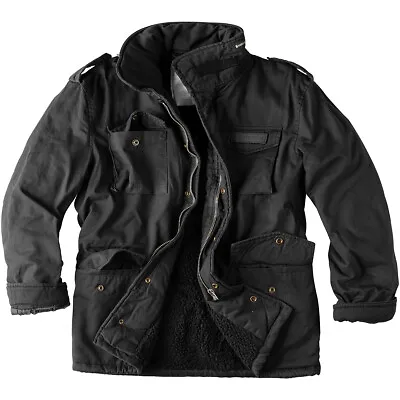 Surplus Army Paratrooper Mens Winter Field Jacket Military M65 Coat Black Washed • $134.95