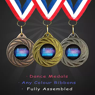 Dance Glow Award Medals With Ribbons In Packs 10 25 50 & 100 • £11.99