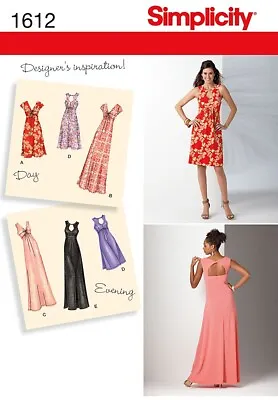 Simplicity Pattern 1612 Maxi & Midi Dress Front Twist Keyhole Open Back Sz 10-18 • $9.49