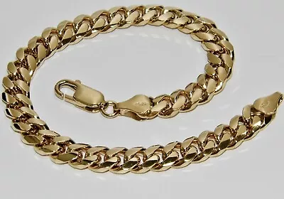 9ct Yellow Gold On Silver Ladies Cuban Curb Bracelet - 7.5 Inch • £34.95