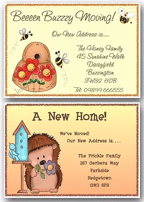 Personalised Change Of Address Moving House New Home Cards Bee Or Hedgehog X10 • £3.85