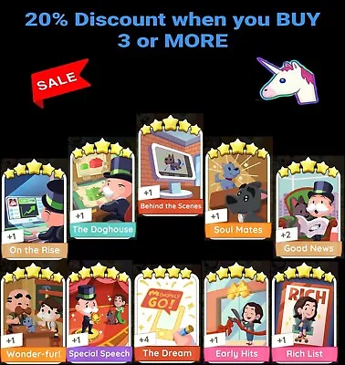 Monopoly Go 5 STAR ⭐️⭐️⭐️⭐️ ⭐️ & 4 STAR⭐️⭐️⭐️⭐️ Stickers COMPLETE CARD ALBUM • $11.99