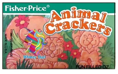 Vintage Fisher Price FUN WITH FOOD ANIMAL CRACKERS New Label Sticker Decal • $7