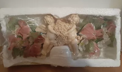 2001 Cherubs With Lavender Roses Wall Hanger 10  Long Imports Inc. • $32.99