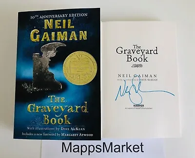 $68 • Buy SIGNED The Graveyard Book By NEIL GAIMAN 10th Anniversary Edition PB ILLUSTRATED