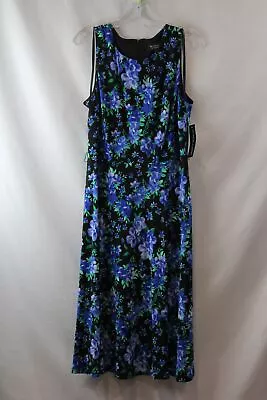 NWT Evan Picone Women's Black/Blue Floral Tank Dress SZ-14 • $9.99