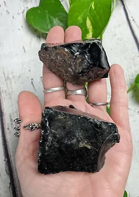 2 Larger OBSIDIAN Raw Volcanic Glass Crystal 0406 Charged 6oz *Read Below* • $6