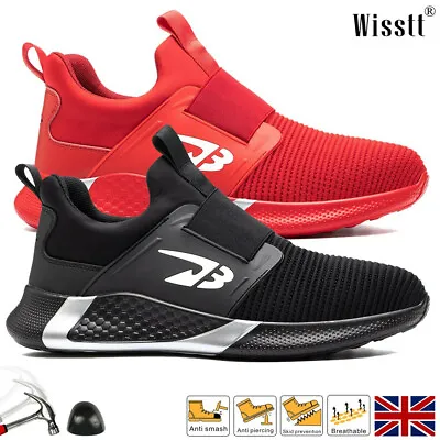 Mens Ankle Safety Trainers Work Boots Ladies Womens Black Steel Toe Cap Shoes UK • £25.99