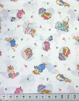 Vintage Beatrix Potter Cotton Bunnies Fabric Easter By The Half Yard • $10