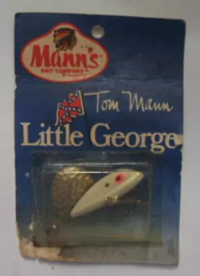 Vintage Mann's Little George Fishing Lure 1 Oz. Flag Card NIP White/Black • $7.99