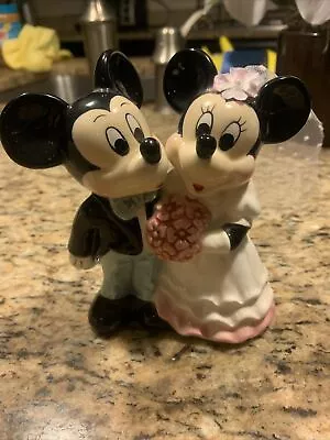 1980s Mickey & Minnie Wedding Cake Topper 5  Ceramic Disney Taiwan Figurine Vtg • $27.77