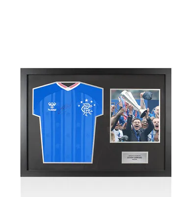 £214.99 • Buy Framed Steven Gerrard Signed Rangers Shirt 2019-2020 - Panoramic Compact