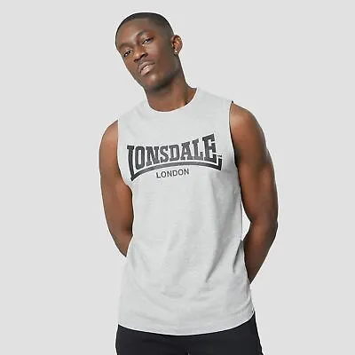 £6.99 • Buy Lonsdale Mens Essentials Tank Vest Sleeveless Shirt Top Regular Fit Print Jersey