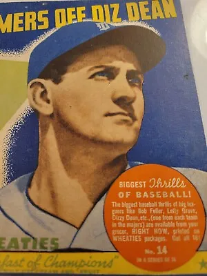 $16.95 • Buy 1939 Wheaties  Hand-cut  Box Back.    Charlie Gehringer    Dizzy Dean