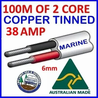 $349.99 • Buy 100m Of 2 Core 6mm Wire Marine Tinned Copper Solar Cable Boat 12v Twin Metres
