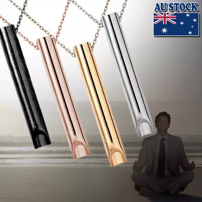 Stainless Steel Breathlace Quit Smoking Anxiety Stress Relief Breathing Necklace • $8.95