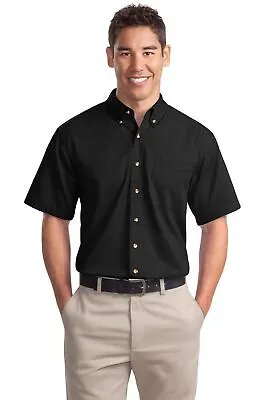Port Authority S500T Mens Cotton Short Sleeve Button Down Twill Dress Shirt • $28.48