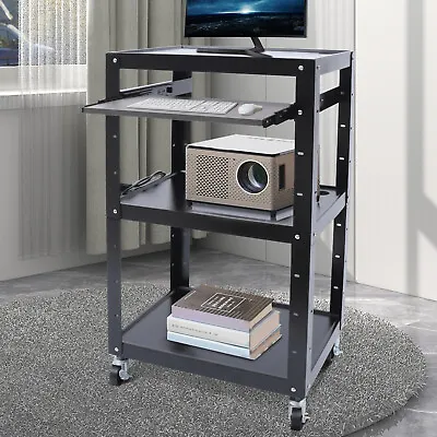 Adjustable Height Construction AV Cart Metal Projection Cart With Power Strip US • $149