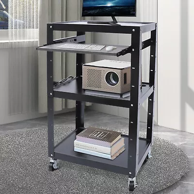 Adjustable Height Construction AV Cart Metal Projection Cart With Power Strip • $149