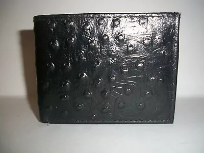 Mens Wallet Bifold Genuine Leather Credit Holder Ostrich Print Color Black Walle • $8