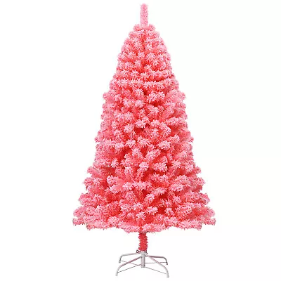 Topbuy Pink Christmas Tree Xmas Decoration Tree W/ Snow Flocked PVC Tips & • $79.95