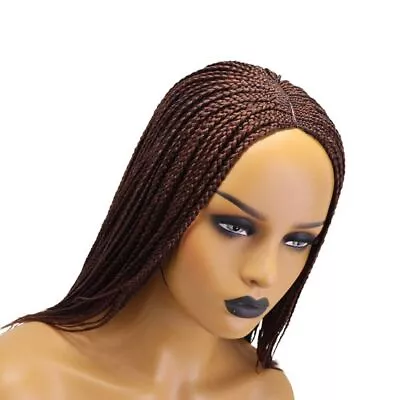 Natural Braided Wigs 14I Long Brown Afro Braided Wigs Synthetic Wear Soft Daily • $24.99